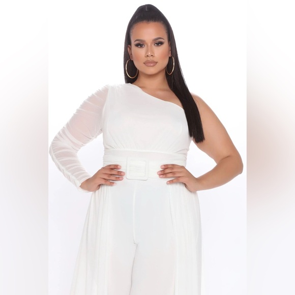 Women’s “Better Be Sure” Fashion Nova Mesh Jumpsuit in White size Large - Picture 4 of 11